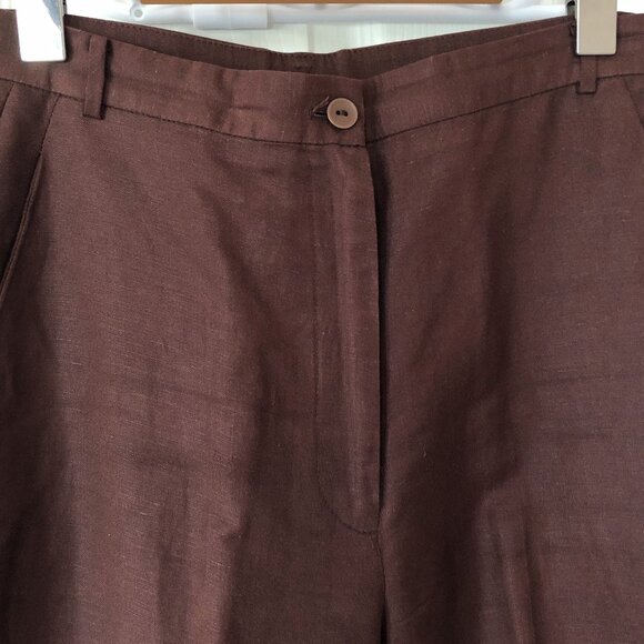 Chocolate Brown Linen Blend Pants - Picture 7 of 7